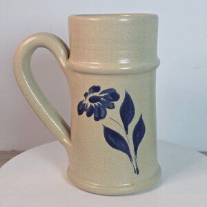 Vintage Williamsburg Pottery Mug With Blue Floral Design